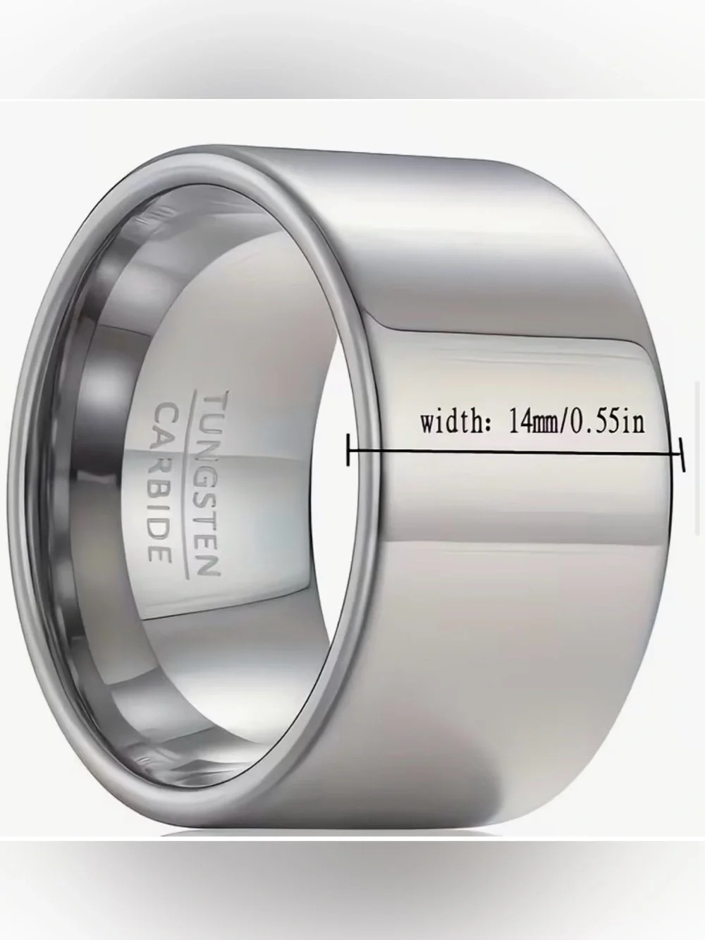 14mm Wide Tungsten Carbide Stainless Steel Sleek Unisex Wedding Band Ring Sz 12